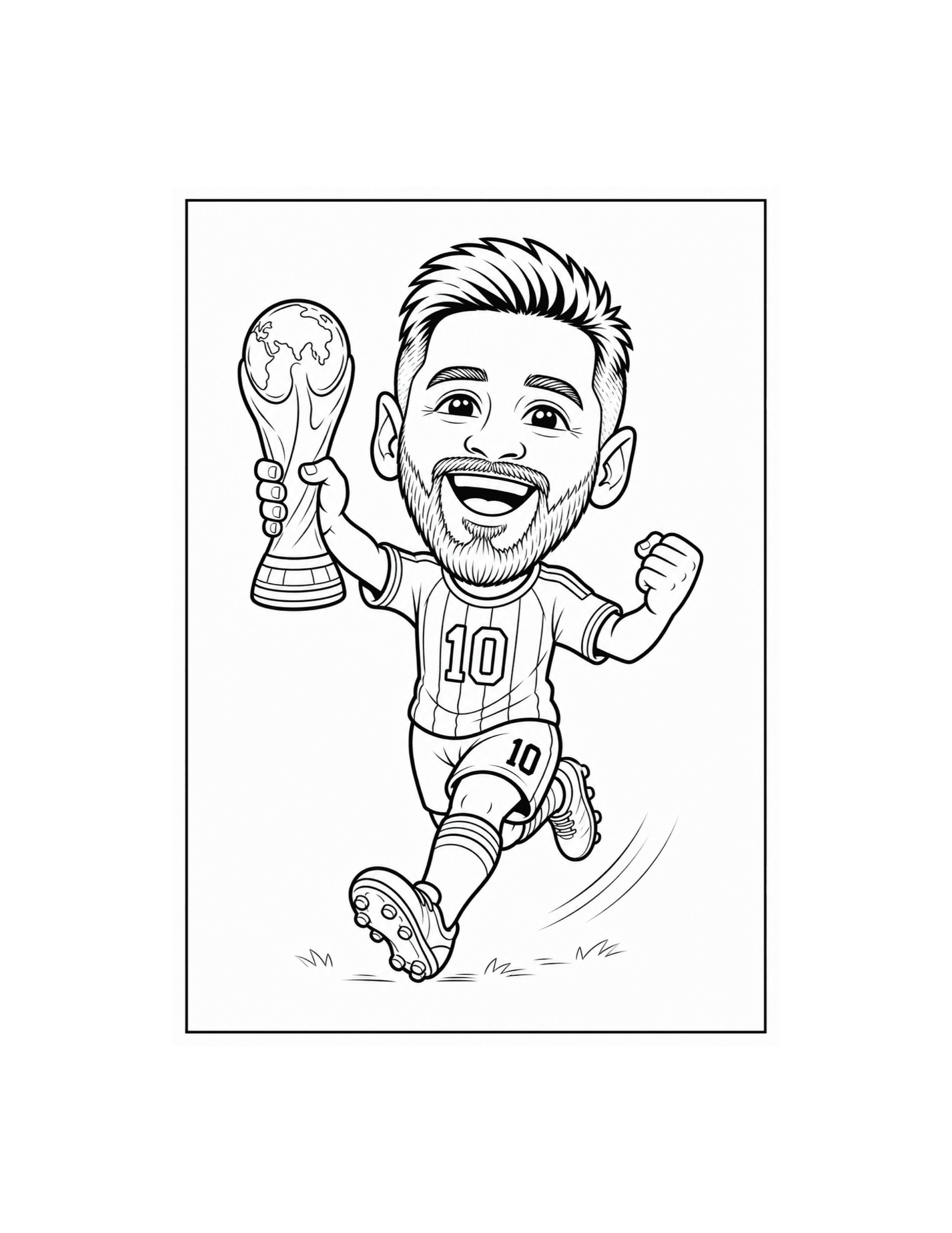Argentina Number 10 Chibi Trophy Coloring Page